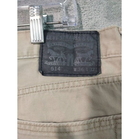 Levis 514 Jeans Mens 36x32 Beige Denim Slim Straight Mid Rise Cotton Red Tab - Picture 7 of 9